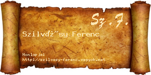 Szilvásy Ferenc névjegykártya